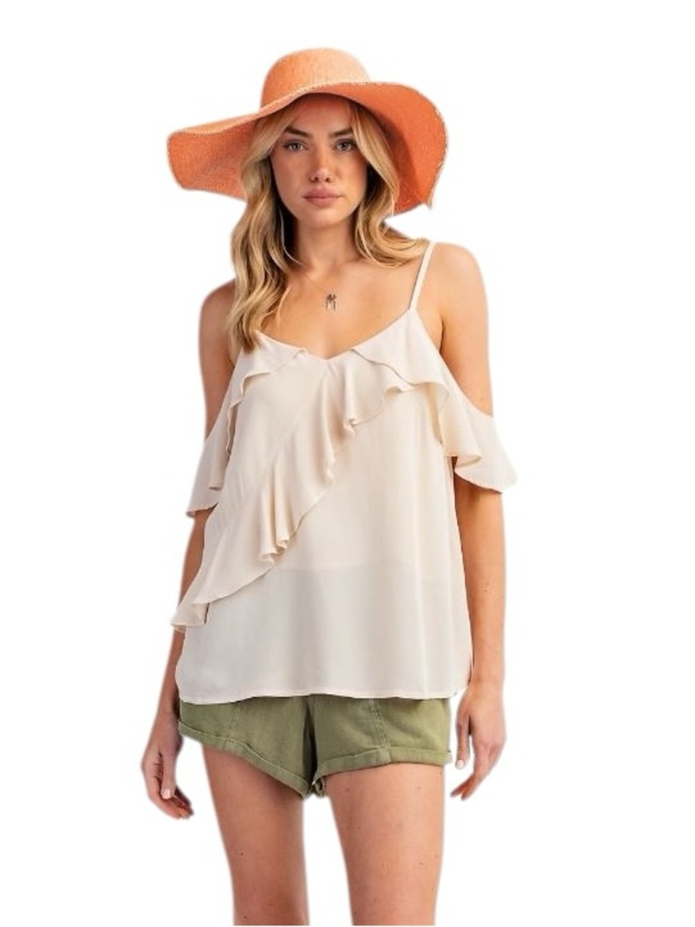 E8 The Effortless Ruffle Cold Shoulder Blouse